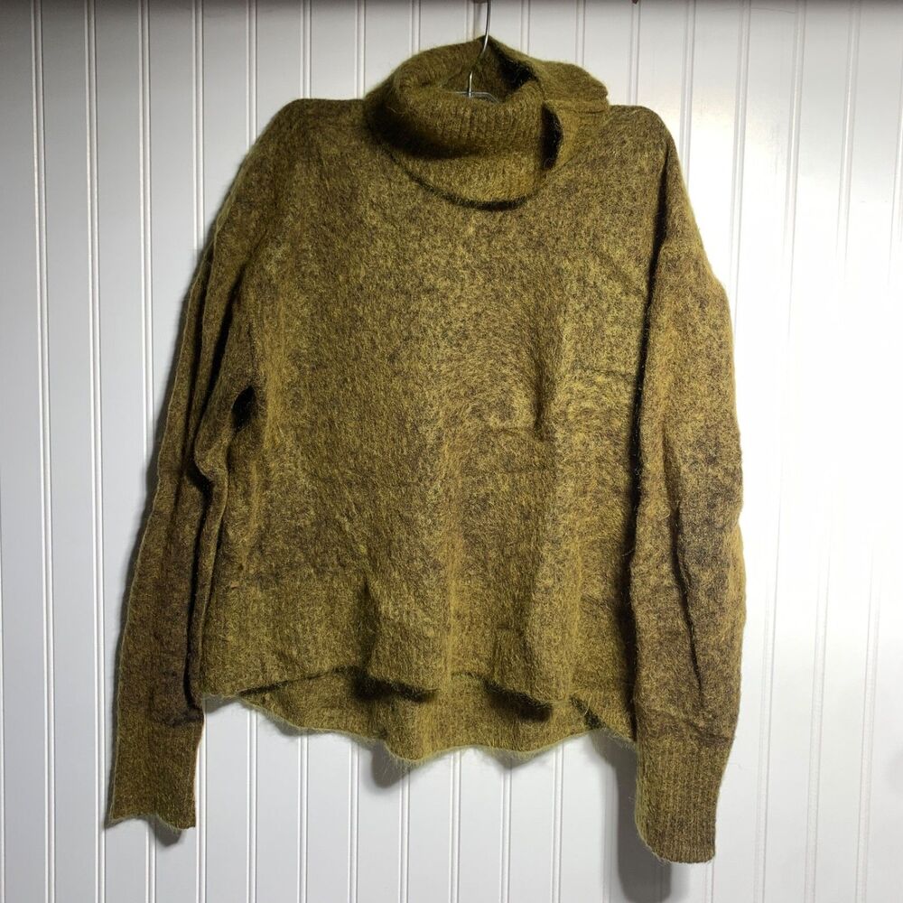 H&M Womens Mohair Blend Size M Sweater Olive Green Pullover